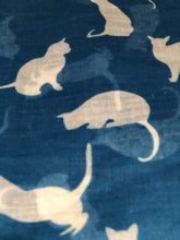 Load image into Gallery viewer, Pamper Yourself Now Bright blue with white Cats Scarf, Beautiful Design, Fantastic for the animal lover in us all