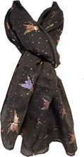 Load image into Gallery viewer, Pamper Yourself Now Dark Grey with Gold Fairy Design Long Scarf/wrap