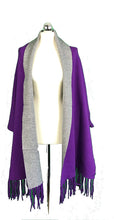 Load image into Gallery viewer, Pamper Yourself Now ltd Ladies Very Stylist Purple and Grey Warm and Cosy Reversible wrap/Cape