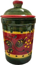 Load image into Gallery viewer, Red and Dark Green Olive Design Garlic Keeper Pot (7)