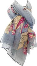 Load image into Gallery viewer, Pamper Yourself Now Grey Scarf with Big and Small Butterflies