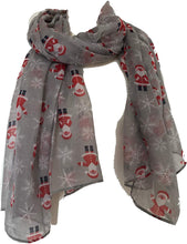 Load image into Gallery viewer, Pamper Yourself Now Grey Father Christmas Ladies Scarf