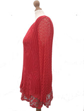 Load image into Gallery viewer, Pamper Yourself Now ltd Ladies Coral Crochet lace Long Sleeve top. Made in Italy (AA5)