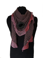 Load image into Gallery viewer, Pamper Yourself Now Deep Pink with Pink Trim and Black Flower Triangle Scarf