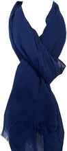 Load image into Gallery viewer, Pamper Yourself Now Royal Blue Plain Soft Long Scarf/wrap with Frayed Edge