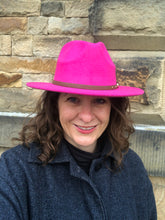 Load image into Gallery viewer, Fuchsia Adjustable felt look Fedora hat