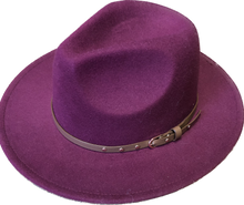 Load image into Gallery viewer, Burgundy Adjustable felt look Fedora hat
