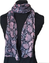 Load image into Gallery viewer, Black/Pink Snake Skin Print Thin Chiffon Style Pretty Scarf Great for Any Outfit Lovely Gift