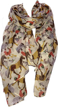 Load image into Gallery viewer, Cream Farmyard Animals Horses, Sheep, Lambs, Chickens and Geese Scarf/wrap