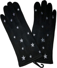 Load image into Gallery viewer, G1908 Very stylish Ladies gloves with white embroidered stars, great present/gift.