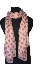Load image into Gallery viewer, Pamper Yourself Now Pink with Grey Big spot Scarf/wrap