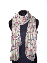Load image into Gallery viewer, Pamper Yourself Now Grey with Blue and Mauve Small Horse Long Soft Scarf