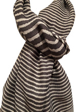 Load image into Gallery viewer, Pamper Yourself Now Grey with White Stripes Long Soft Scarf