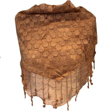Load image into Gallery viewer, Pamper Yourself Now Pale Orange Circle lace with Chiffon Edge Design Triangle Scarf