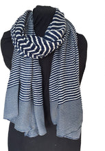 Load image into Gallery viewer, Pamper Yourself Now Navy Blue with White Stripes Long Soft Scarf