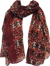 Load image into Gallery viewer, Pamper Yourself Now Red with Christmas Dogs and cat Design Long Soft Scarf