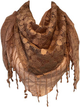 Load image into Gallery viewer, Pamper Yourself Now Pale Orange Circle lace with Chiffon Edge Design Triangle Scarf