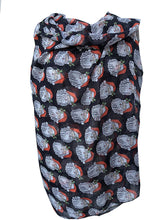 Load image into Gallery viewer, Black santa ladies scarf/wrap. Great christmas scarf.