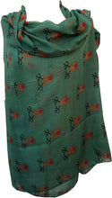 Load image into Gallery viewer, Green red Nose Rudolph Reindeer Christmas Long Scarf