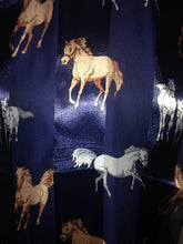 Load image into Gallery viewer, Pamper Yourself Now Navy Blue Running Horse Shiny Thin Pretty Scarf
