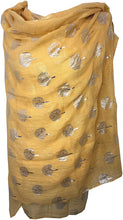 Load image into Gallery viewer, Pamper Yourself Now Mustard with Silver Foiled Mulberry Tree Design Ladies Scarf/wrap. Great Present for Mum, Sister, Girlfriend or Wife.