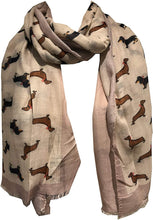 Load image into Gallery viewer, beige dachshund scarf for women