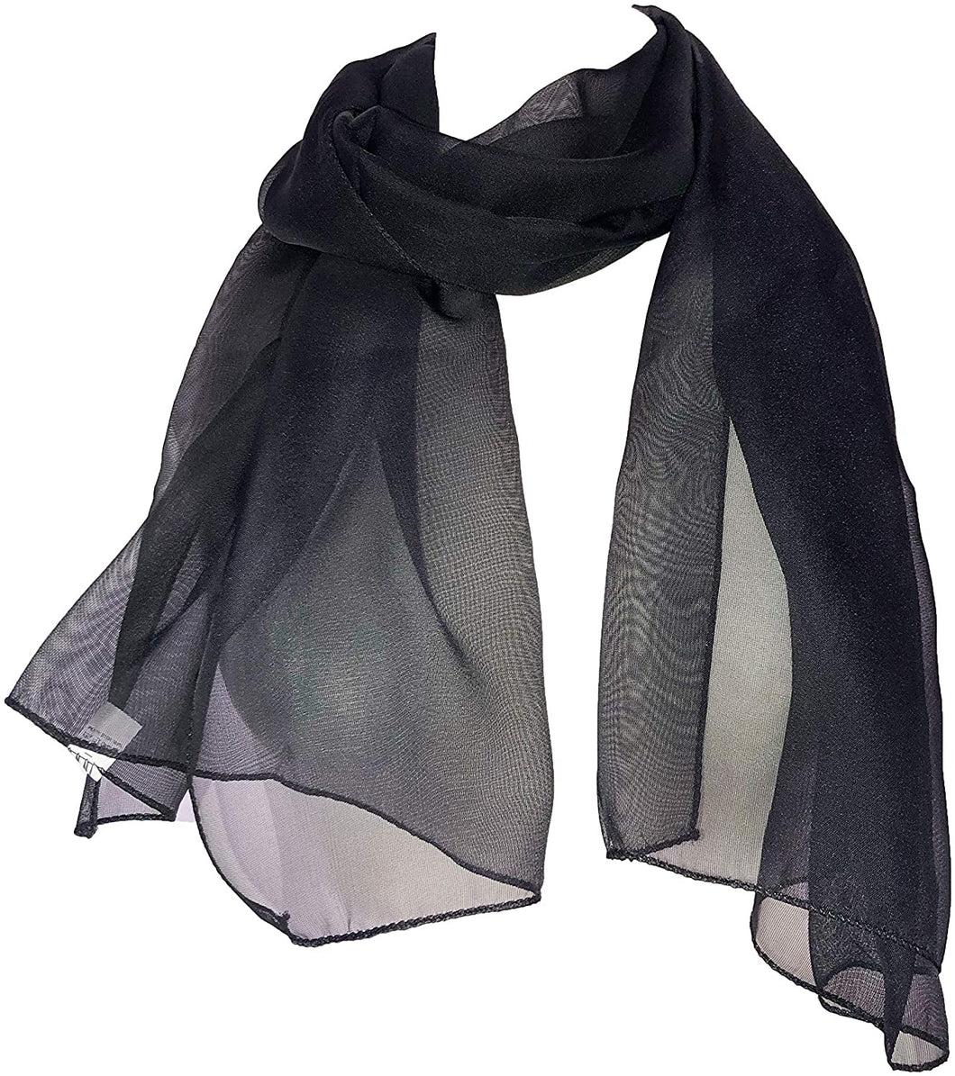 Plain Black Chiffon Style Scarf Thin Pretty Scarf Great for Any Outfit Lovely Gift