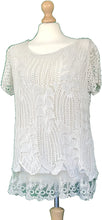 Load image into Gallery viewer, Pamper Yourself Now ltd Ladies Beige Crochet Lace Short Sleeve top.Made in Italy (AA12)