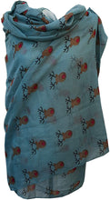Load image into Gallery viewer, Pamper Yourself Now Aqua Green red Nose Rudolph Reindeer Christmas Long Scarf