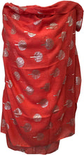 Load image into Gallery viewer, Pamper Yourself Now Coral with Silver Foiled Mulberry Tree Design Ladies Scarf/wrap. Great Present for Mum, Sister, Girlfriend or Wife.