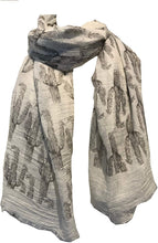 Load image into Gallery viewer, Cream with beige cactus scarf with frayed edge long soft scarf