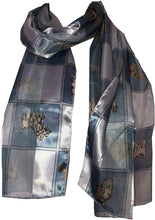 Load image into Gallery viewer, Pamper Yourself Now Blue Dog Scarf with a Square Design and Different Dog Breeds