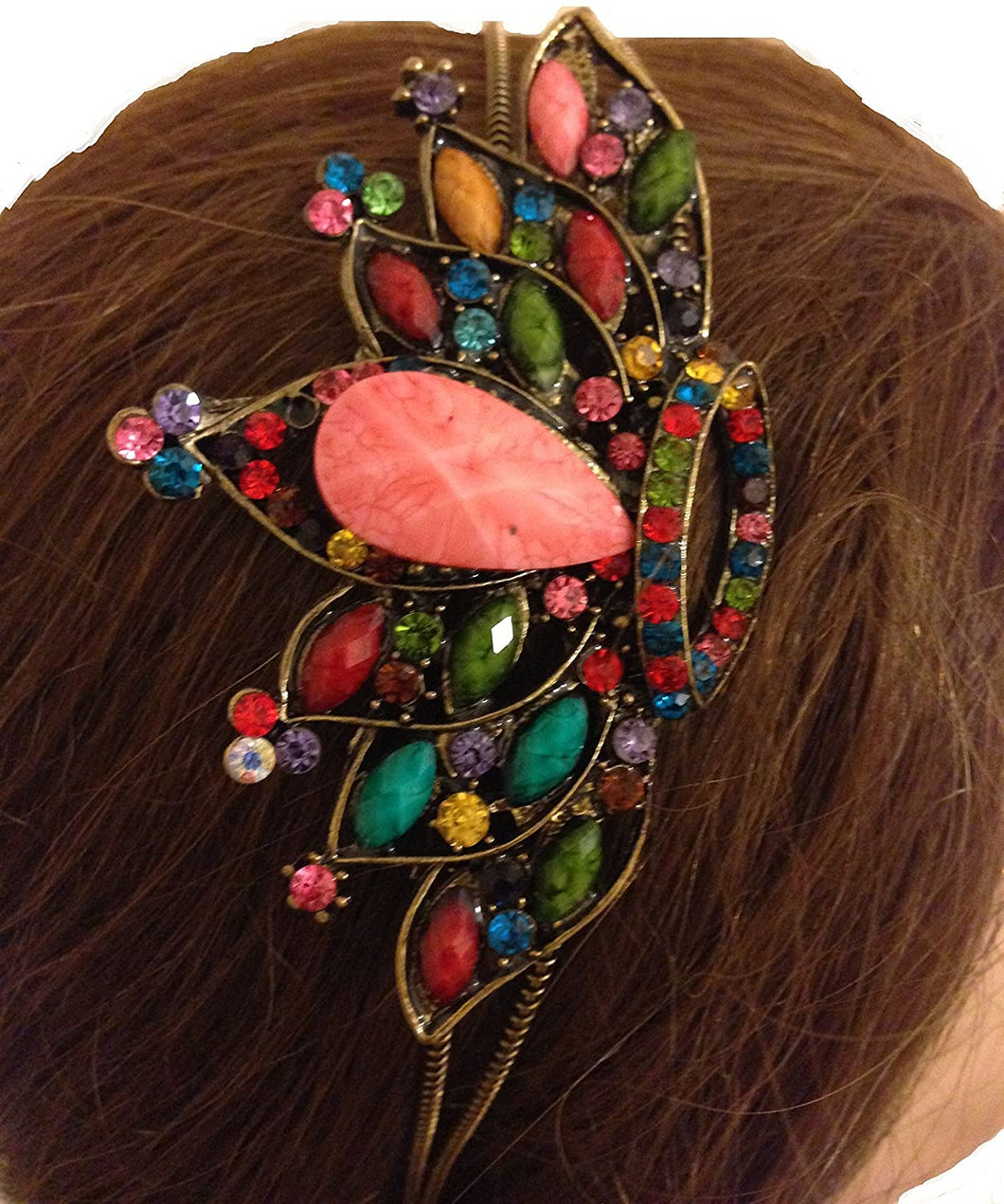 Multi coloured crown design aliceband, headband with pretty stone