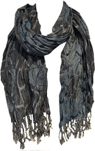 Load image into Gallery viewer, Pamper Yourself Now Green and Grey Chunky Rose Design Stretchy Blanket Scarf/wrap. Great Present/Gift for mums, Girlfriends or Wife.