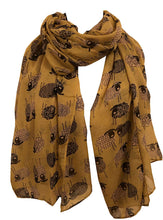 Load image into Gallery viewer, Mustard sketched sheep design long Scarf/wrap. Great present/gift for any lady in your life.