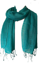 Load image into Gallery viewer, Pamper Yourself Now Peppermint/Aqua Cotton Linen Look Long Scarf. Beautiful Plain Scarves, wrap and Shawl.