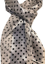 Load image into Gallery viewer, Pamper Yourself Now White with Black Small spot Thin Pretty Scarf. Lovely with Any Outfit