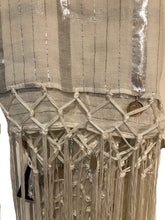 Load image into Gallery viewer, White with Striped Silver Gypsy Style Triangle Scarf