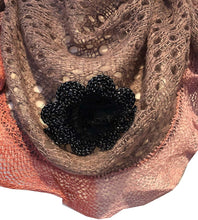 Load image into Gallery viewer, Pamper Yourself Now Deep Pink with Pink Trim and Black Flower Triangle Scarf