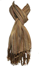 Load image into Gallery viewer, Pamper Yourself Now Beige Multi Coloured Striped Ladies Scarf/wrap