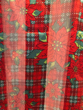 Load image into Gallery viewer, Pamper Yourself Now Red with red and Green Poinsettia Flower Design Scarf Thin Pretty Christmas Scarf