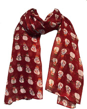 Load image into Gallery viewer, Red Snowman Design Ladies Scarf. Great Christmas Scarf/wrap Lovely Present.
