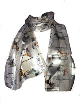 Load image into Gallery viewer, Pamper Yourself Now Cream Shiny Dog Scarf with Different Dog Breeds