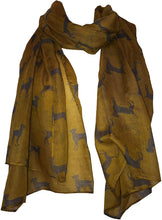 Load image into Gallery viewer, Pamper Yourself Now Labrador Dog Scarf Mustard with Grey Dogs Fashion Long Soft wrap/Sarong