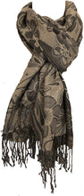 Load image into Gallery viewer, Grey Flower Design Women's Pashmina/Scarf/wrap. Lovely Present/Gift for Any Lady in Your Life.