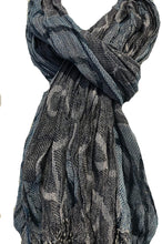 Load image into Gallery viewer, Pamper Yourself Now Green and Grey Chunky Rose Design Stretchy Blanket Scarf/wrap. Great Present/Gift for mums, Girlfriends or Wife.