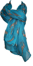 Load image into Gallery viewer, Teal giraffe long soft scarf