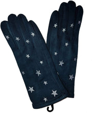 Load image into Gallery viewer, G1908 Very stylish Ladies gloves with white embroidered stars, great present/gift.