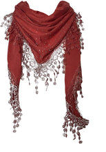 Load image into Gallery viewer, Pamper Yourself Now Orange Jersey with Sparkle and lace Trimmed Triangle Scarf Soft Summer Fashion London Fashion Fab Gift