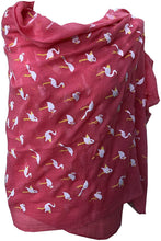 Load image into Gallery viewer, Pamper Yourself Now Coral with White Standing up Flamingo Long Scarf/wrap with Frayed Edge